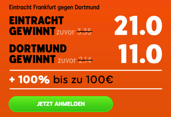 Wetten auf Eintracht Frankfurt gegen Borussia Dortmund