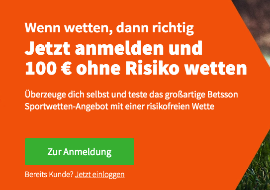 Jetzt bei Betsson registrieren und 100 € ohne Risiko wetten