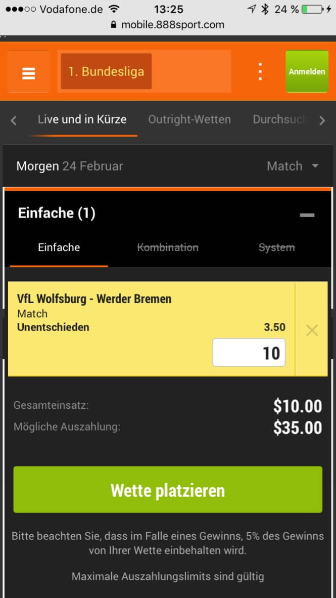 888sport App Wettschein