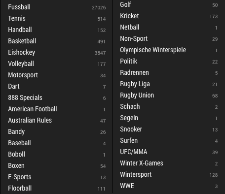 888sport Wettangebot