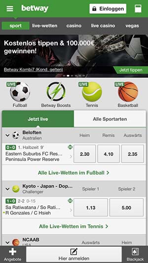 Betway App Startseite