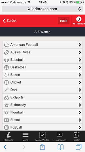 Ladbrokes App Angebot