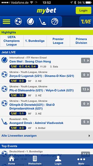 mybet App Startseite