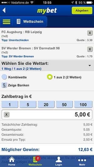 mybet App Wettschein