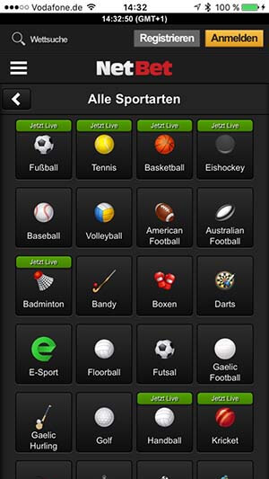 Netbet App Wettprogramm