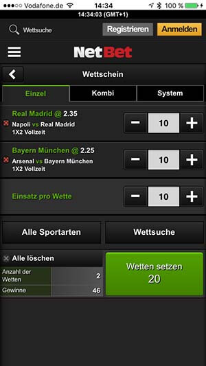 Netbet App Wettschein