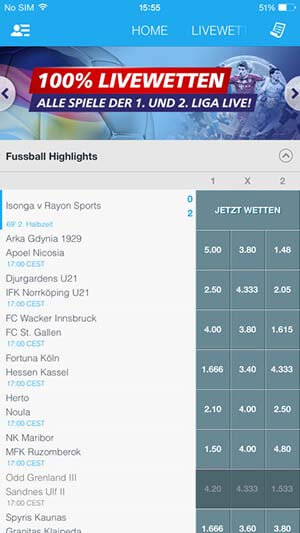 Sportingbet App Startseite