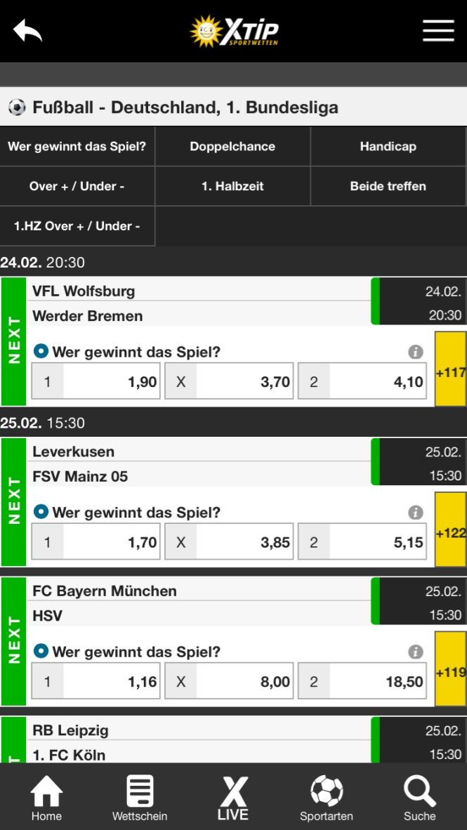 X-Tip App Bundesligaspiele