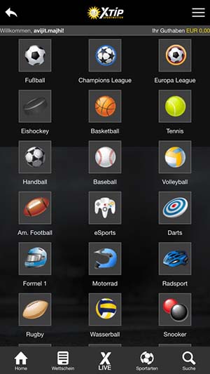 X-Tip App Wettprogramm