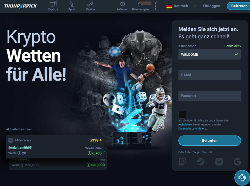 Thunderpick Anmeldung