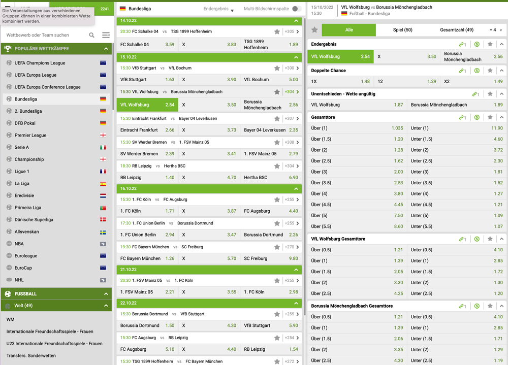 Unerlucky Bundesliga Wettmärkte