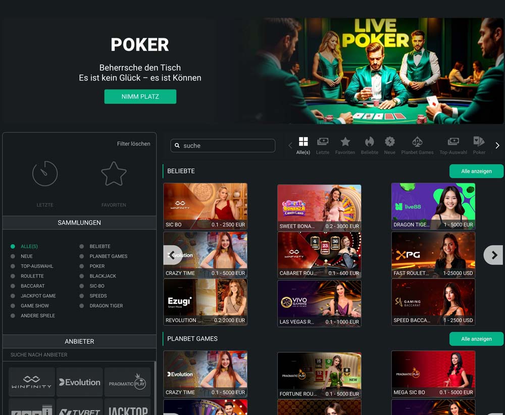 PlanBet Livecasino