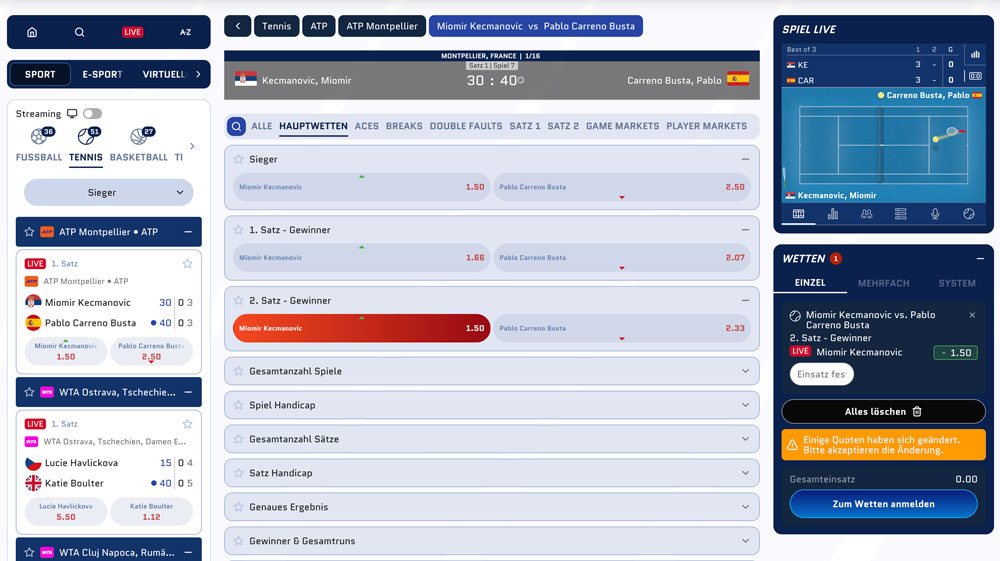 Scored Livewetten Einzelansicht